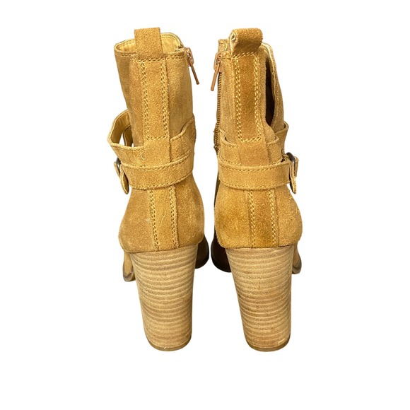 Lucky Brand Latonya Women's Suede Leather‎ Buckle Strap Ankle Boots Tan Brown - Picture 6 of 10